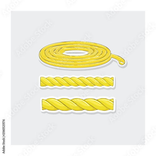 Yellow coiled and twisted rope illustration