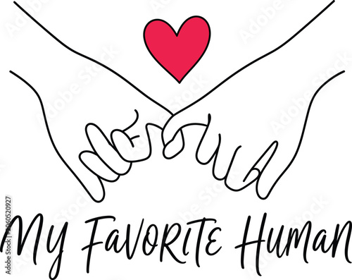 My favorite human pink heart with pinky promise hands illustration