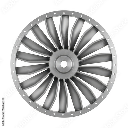 Radial fan with curved blades and central hub