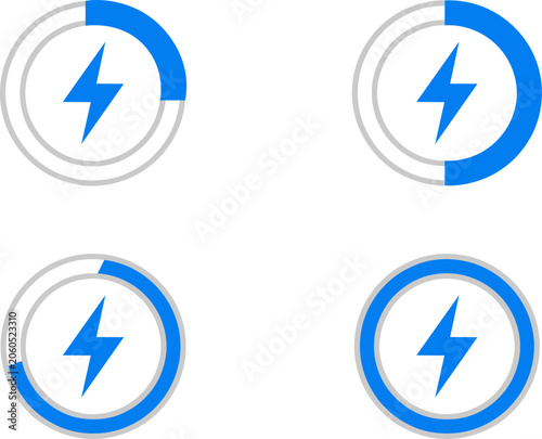 Fotografia Set of four circular icons with lightning bolt symbols