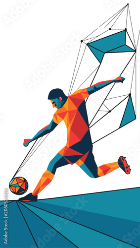 Soccer Player Kicking Ball