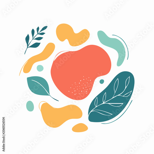 Abstract Organic Shapes and Leaves Pattern