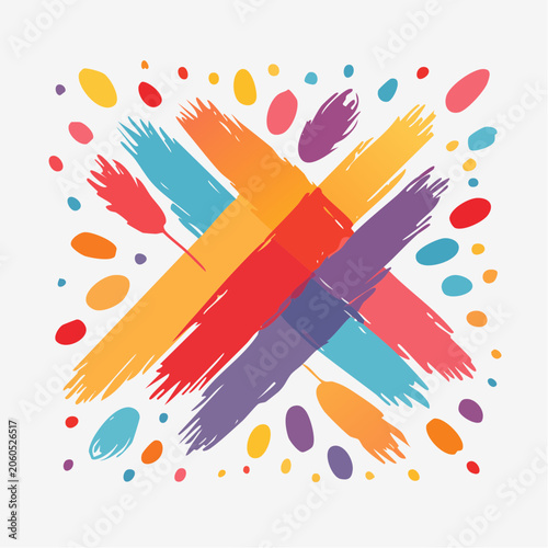 Colorful Abstract Brush Strokes and Splatters