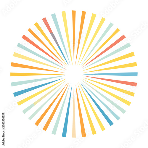 Colorful Sunburst Radial Pattern on White Background