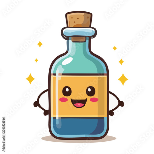 Cute cartoon potion bottle with face and arms