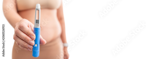 Woman Showing GLP-1 Injection Pen for Weight Loss and Obesity Treatment