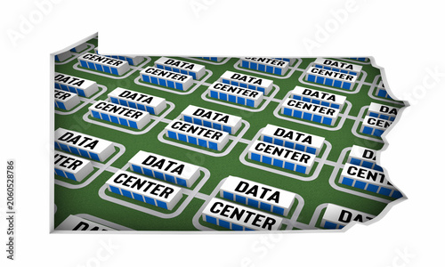 Pennsylvania PA Map Data Centers Building Development State Law Ban Regulation 3d Illustration