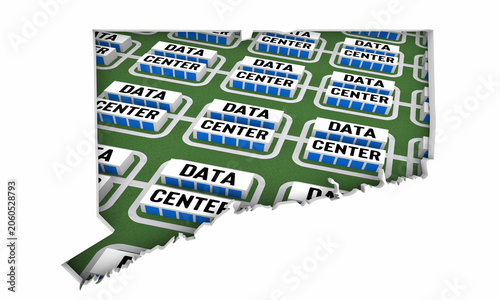 Connecticut CT Map Data Centers Building Development State Law Ban Regulation 3d Illustration