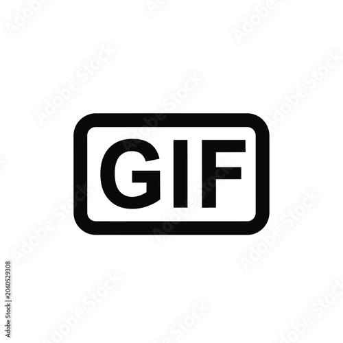 Bold gif text label isolated as a modern vector graphic illustration