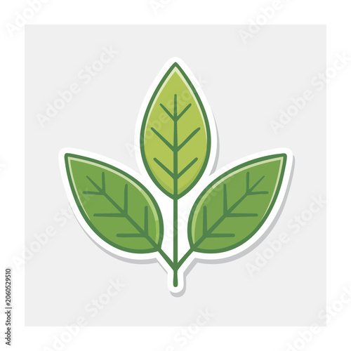 Three Green Leaves Icon in Flat Design