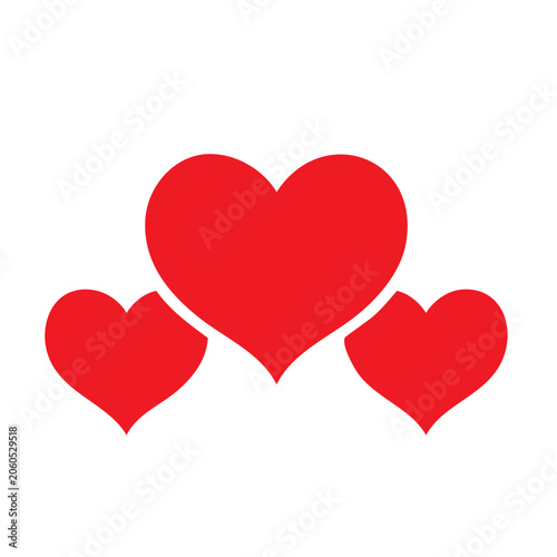 Three Red Hearts Icon on Transparent Background