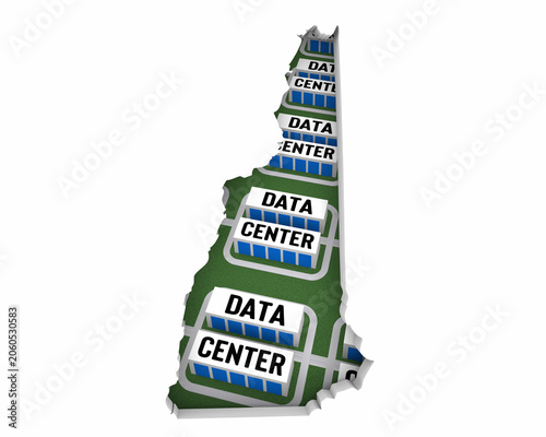 New Hampshire NH Map Data Centers Building Development State Law Ban Regulation 3d Illustration