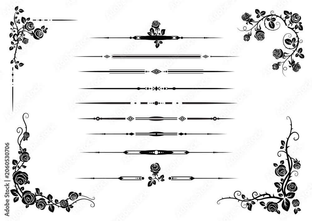 Naklejka premium Dividers, borders and corners for design