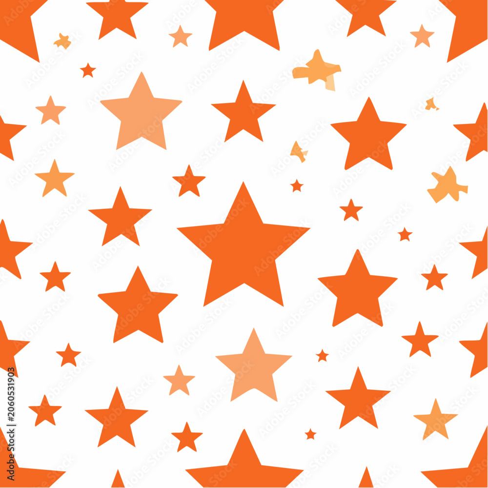 Fototapeta premium Seamless Pattern of Orange Stars on White Background