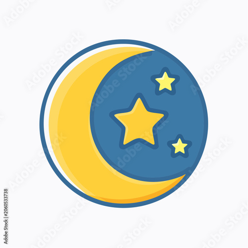 Crescent Moon and Stars Icon