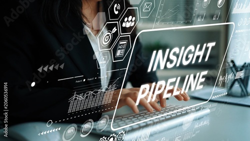 Fotografía Business professional engaging with digital technology and data visualization in modern workspace