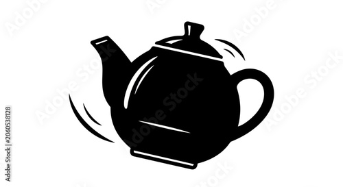 Teapot with handle and spout designed in a classic rounded shape featuring a simple lid for brewing tea.