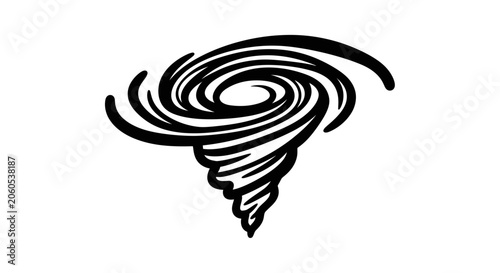 Spiral vortex swirl icon with bold black lines forming a dynamic circular motion pattern on white background.