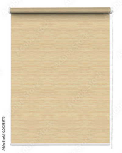 Rolling blind features natural wood grain texture