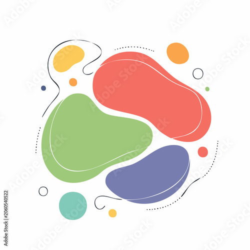 Abstract Organic Shapes with Colorful Blobs and Lines