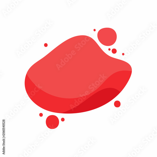 Abstract Red Blob Shape with Droplets