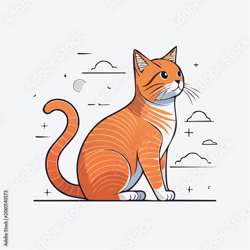 Cute Orange Tabby Cat Illustration