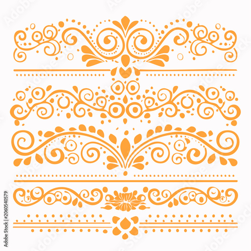 Decorative Orange Swirl Borders and Ornaments