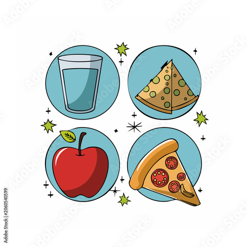 Flat Design Food and Drink Icons Set