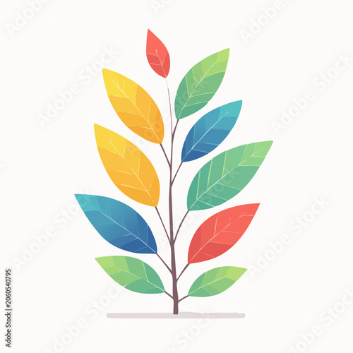 Stylized Plant with Colorful Leaves