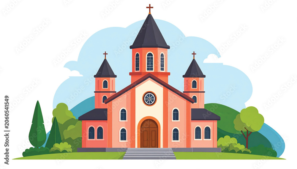 Naklejka premium Large Christian Church Building Architecture.