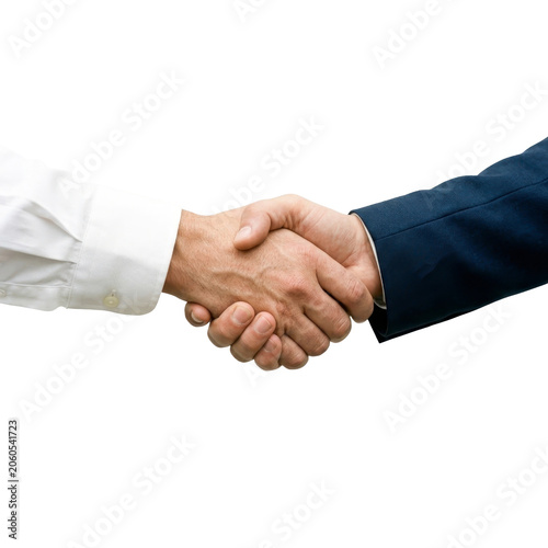 Professional business handshake between two people on a transparent background PNG file