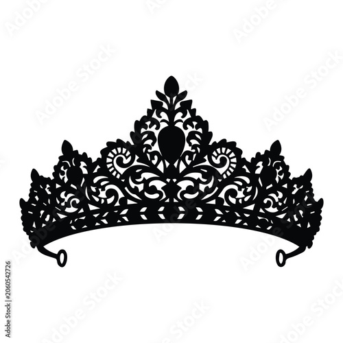 Royal princess tiara vector illustration with ornate floral patterns for beauty pageants.