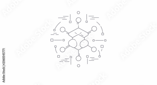 Bild auf Leinwand Molecular structure diagram with bonds.