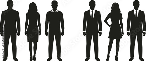 Canvas-taulu Collection of business people silhouettes in professional formal and smart casua