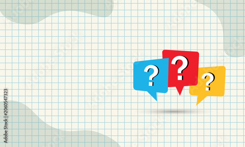 Colorful question marks on a checkered background