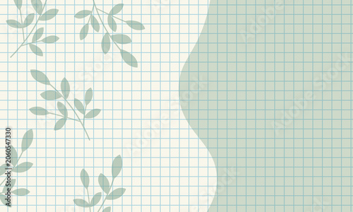 Green branches with leaves on checkered background