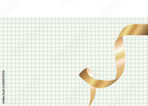 Golden twisted ribbon on a checkered background