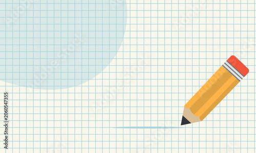 Yellow pencil drawing on a checkered background