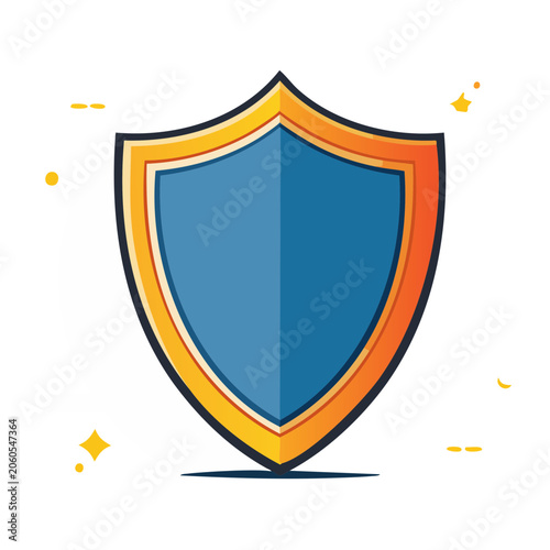 Flat design shield icon with orange and blue colors