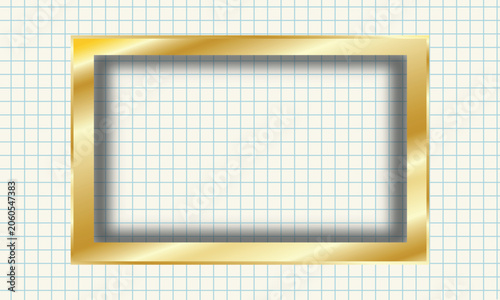 Golden gradient rectangular frame on checkered background