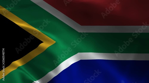 South Africa flag animation with realistic fabric texture and dramatic lighting