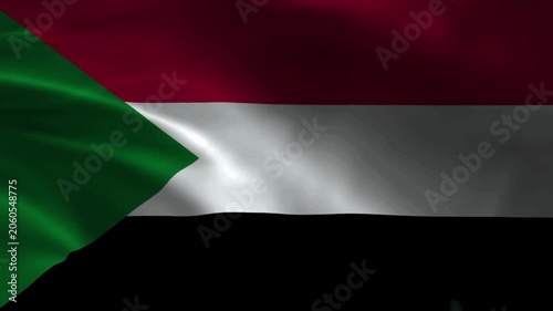 Sudan flag animation with realistic fabric texture and dramatic lighting