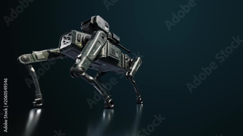 Autonomous combat walker on dark background