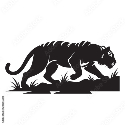Canvas Print Vector illustration of wild animals featuring tiger, leopard, lion, wolf, panthe