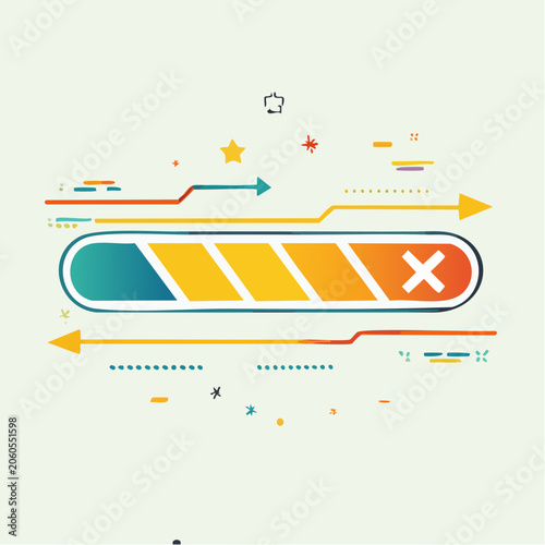 Loading bar with progress indicator and error symbol