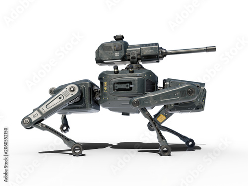 Photos Mechanical quadruped with mounted weapon