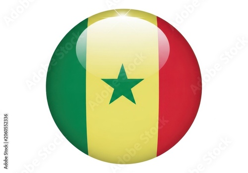 Glossy button with the flag of senegal isolated on white background
