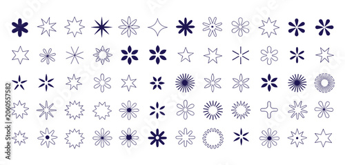 Foto Collection of Star Shapes and Geometric Designs: An organized array of various star and geometric patterns