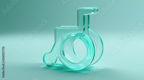 Clear design of a wheelchair model on a simple background with light color showing the shape and structure of the chair