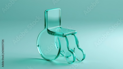 Unique glass chair on a plain background with no distractions in a simple studio setting